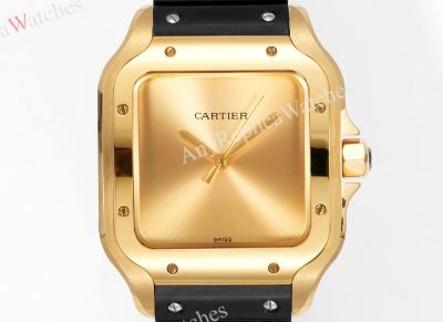 THB Factory Cartier Santos Red/Yellow Gold Face Rubber Band 1847 MC Movement Watch